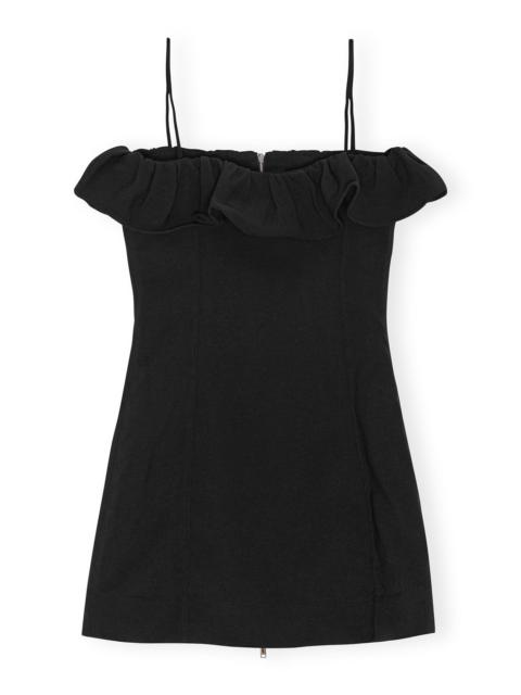 GANNI BLACK BONDED CREPE STRAP MINI DRESS