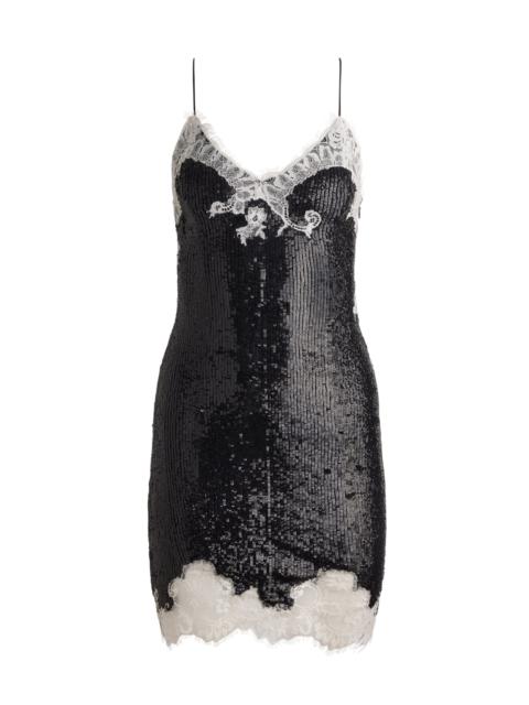 Alice + Olivia HARLEY SEQUIN MINI SLIP DRESS