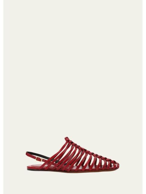 Dries Van Noten Woven Leather Slingback Sandals