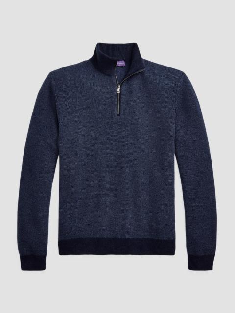 Ralph Lauren Men's Cashmere Birdseye Half-Zip Sweater - Classic Chairman Navy