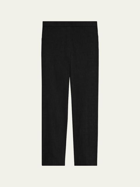 Theory Treeca Good Linen Cropped Pull-On Ankle Pants
