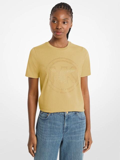 MICHAEL KORS Studded Logo Charm Organic Cotton Jersey T-Shirt