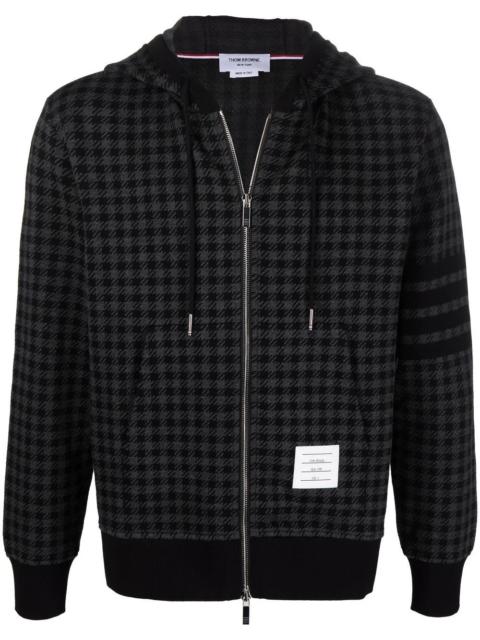 Thom Browne Black Cotton Gunclub Check Jacquard 4-Bar Zip-up Hoodie