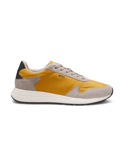 BOSS LACE-UP SNEAKERS IN LIGHTWEIGHT FABRIC WITH SUEDE TRIMS