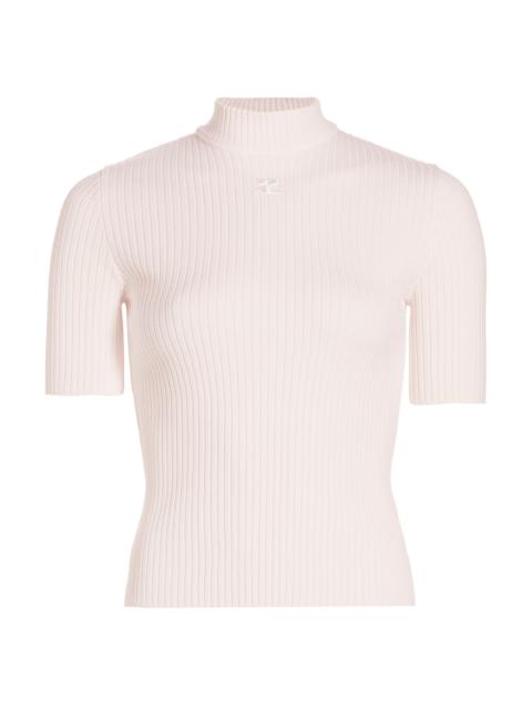 courrèges Women's Reedition Rib-Knit Blouse - Pale Pink