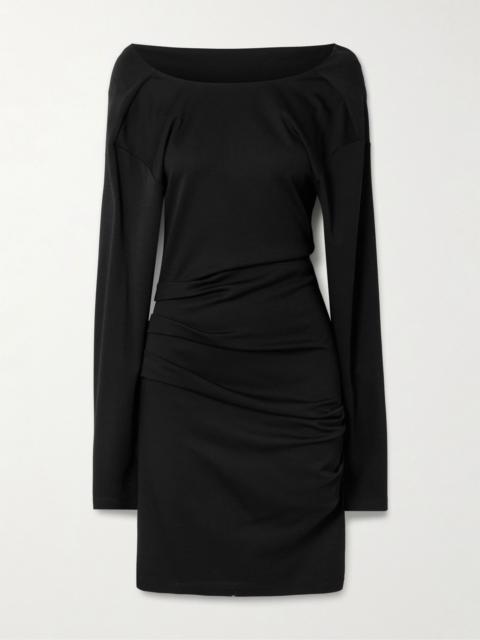 Max Mara Umido gathered wool mini dress Black