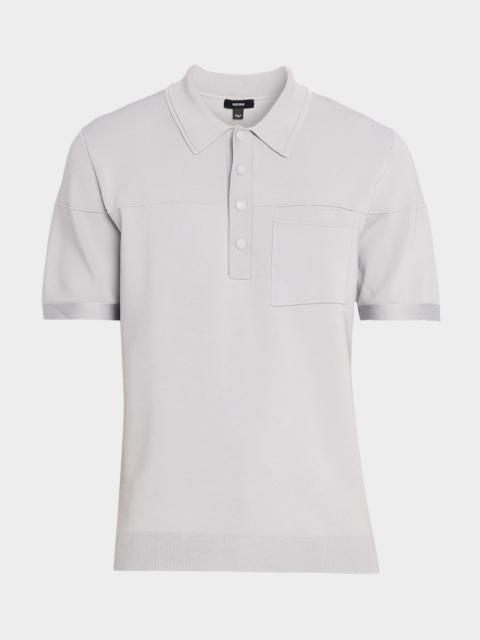 REISS Men's Snap-Placket Stretch Polo Shirt