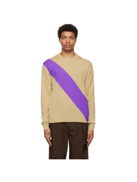Jil Sander Beige & Purple Wool Sweater