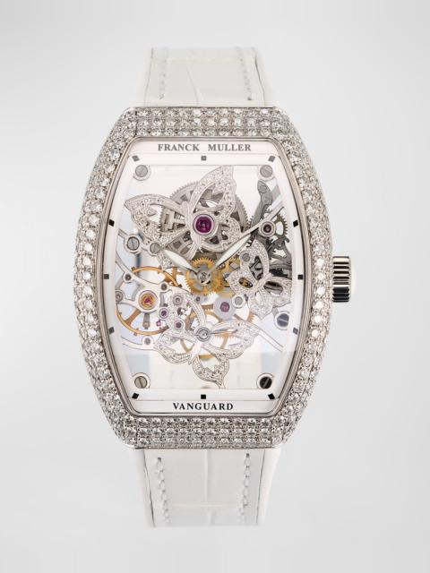 FRANCK MULLER Butterfly Diamond Skeleton Watch White Strap