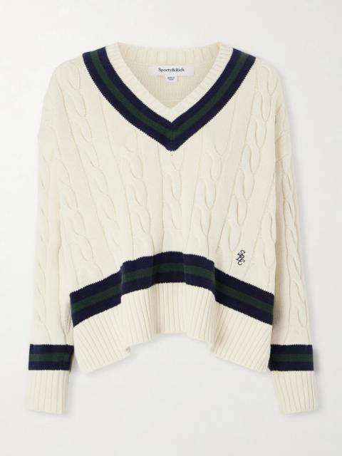 Sporty & Rich Striped Cable-knit Cotton Sweater