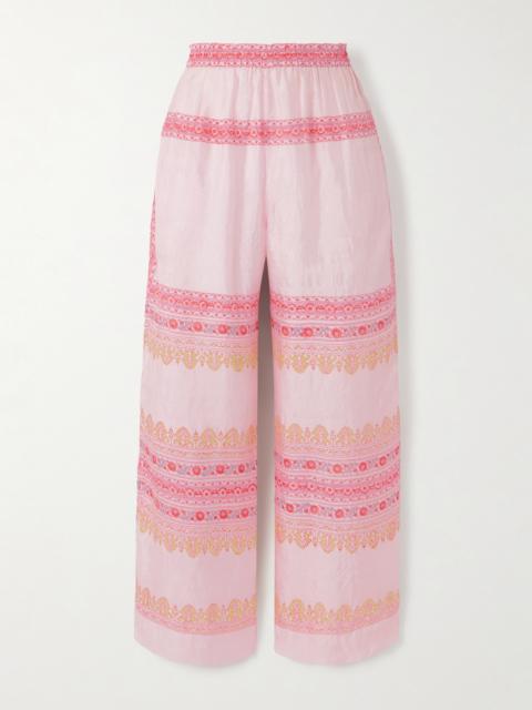 ALIX OF BOHEMIA Otto Printed Silk-satin Wide-leg Pants