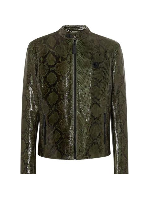 PHILIPP PLEIN python leather biker jacket