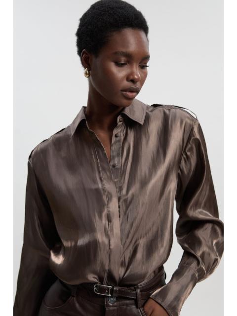 KAREN MILLEN Metallic Woven Collared Shirt