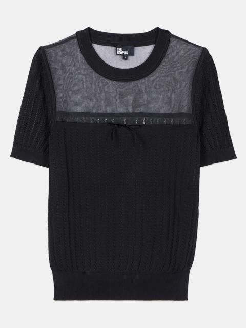 The Kooples BLACK OPENWORK SWEATER