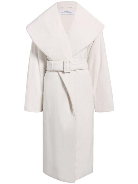 Another Tomorrow wrap-design belted puffer jackets