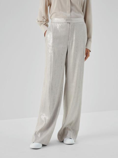 Dazzling satin loose flared trousers