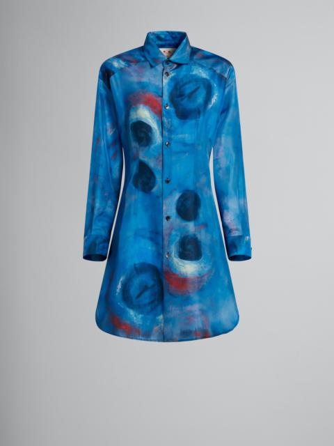 Marni SILK SHIRT DRESS WITH BUCHI BLUE PRINT