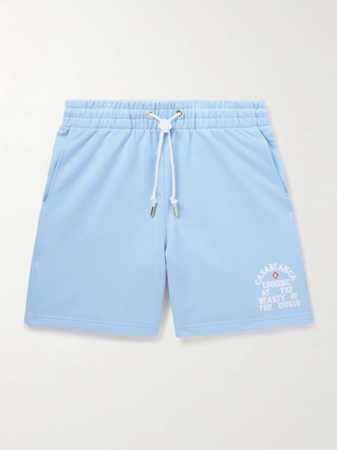CASABLANCA Looking at the Beauty of the World Straight-Leg Organic Cotton-Jersey Drawstring Shorts