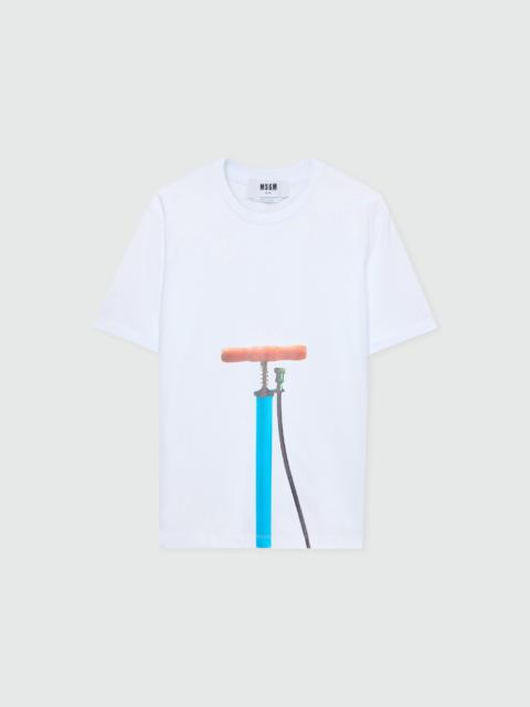 MSGM White short-sleeve cotton jersey T-shirt with print.