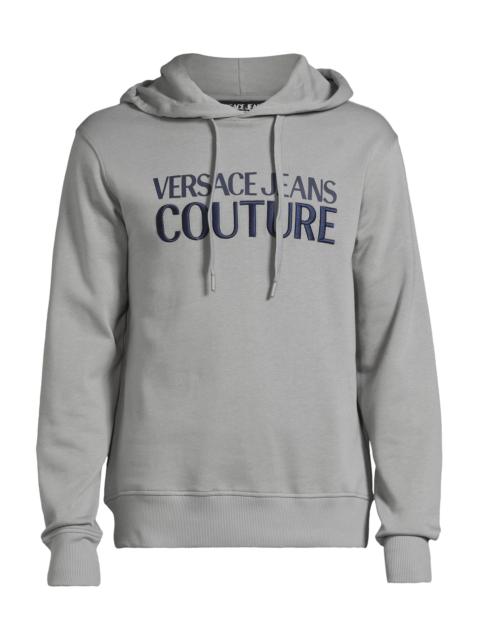 VERSACE JEANS COUTURE Men's Logo Cotton Hoodie - Ice Grey