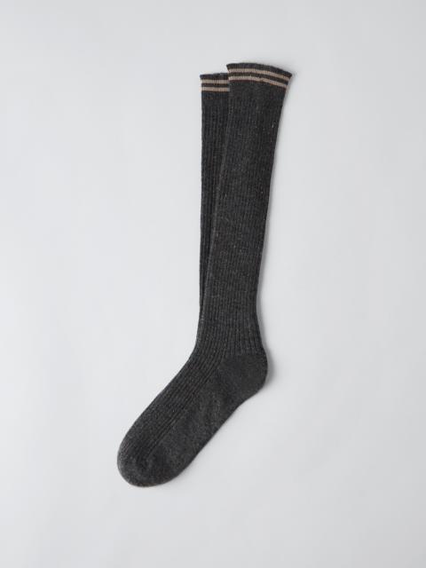 Brunello Cucinelli Sparkling cashmere rib knit socks