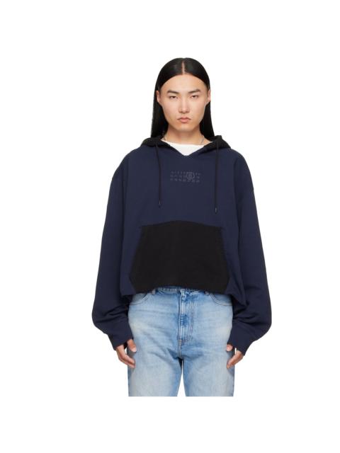 MM6 Maison Margiela Navy & Black Frayed Hoodie