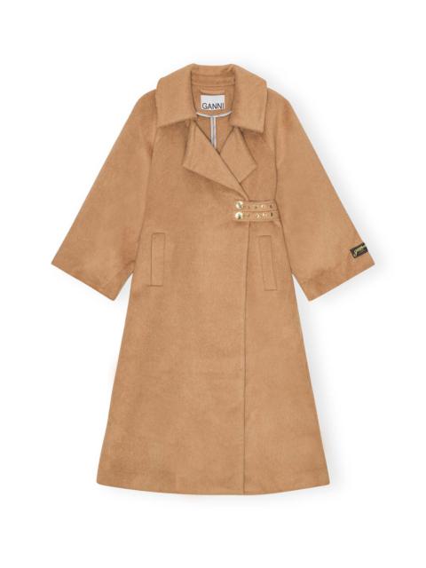GANNI CAMEL WOOL-BLEND COAT