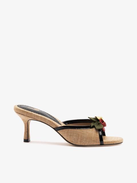 Larroudé Juliette Mule Beige Raffia