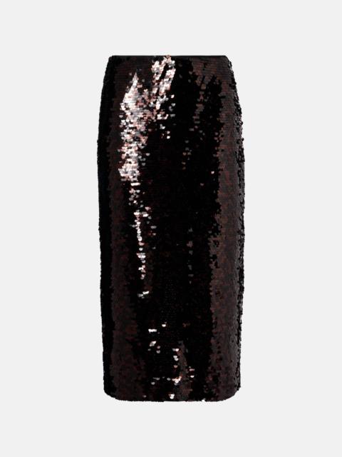 STAUD Ciara sequined pencil skirt