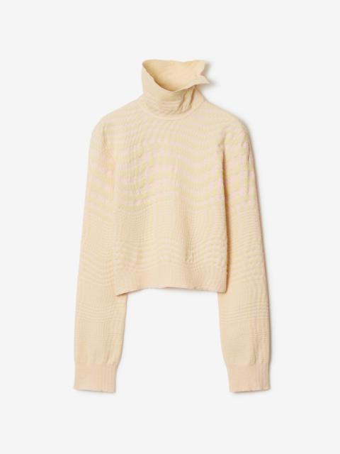 Warped Houndstooth Wool Blend Sweater