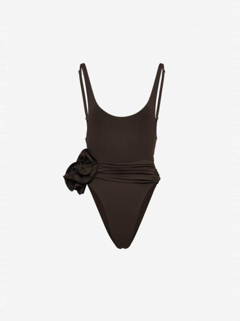 MAGDA BUTRYM Flower scoop neck swimsuit in brown
