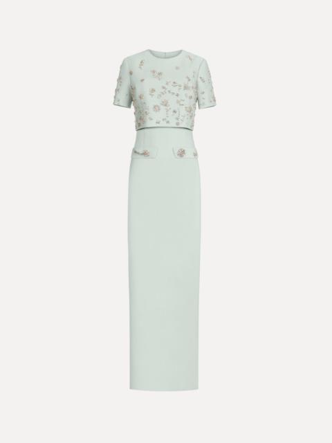 Oscar de la Renta CRYSTAL FLORAL EMBROIDERED GOWN