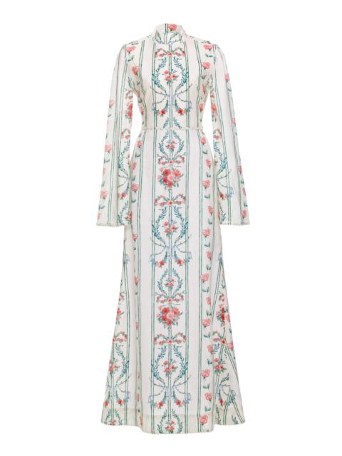 Agua by Agua Bendita Arcilla Printed Linen Maxi Dress floral