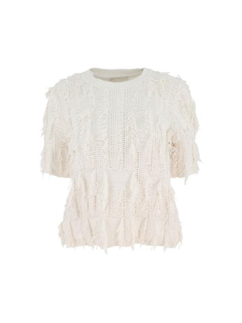 ULLA JOHNSON fringed knit top