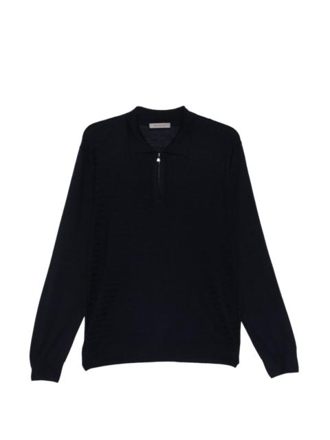 CORNELIANI zip knitted polo shirt
