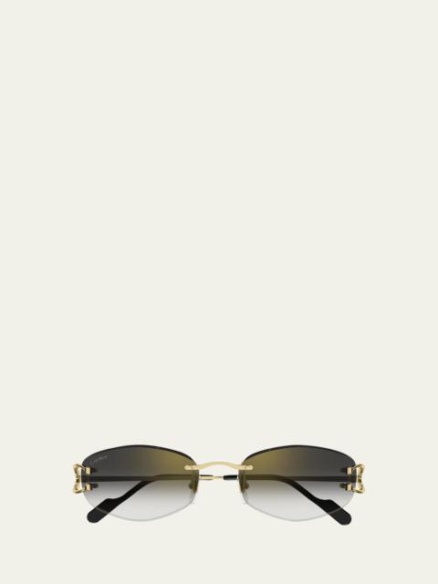 Cartier Gradient Metal Rectangle Sunglasses