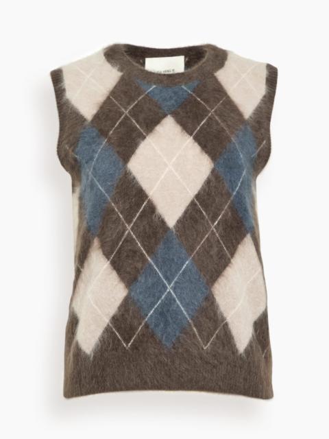 LISA YANG Yasmin Vest in Wood/Night Fall/Sand/Cream Argyle Brushed