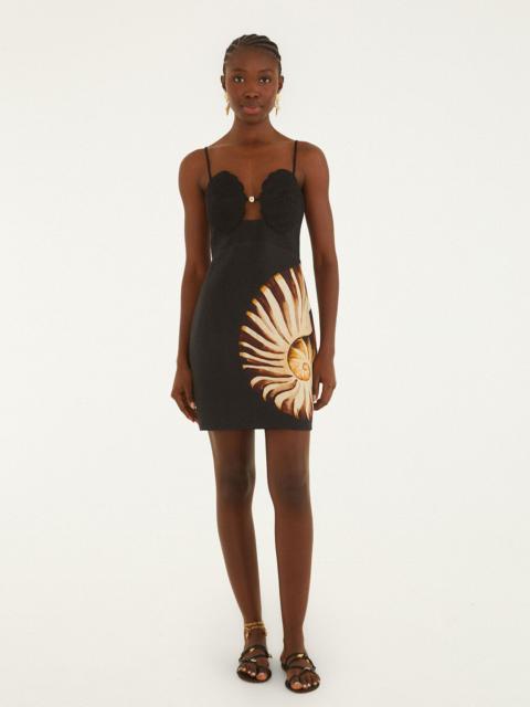 FARM RIO Black Ammonite Shell Bodice Cut-Out Mini Dress