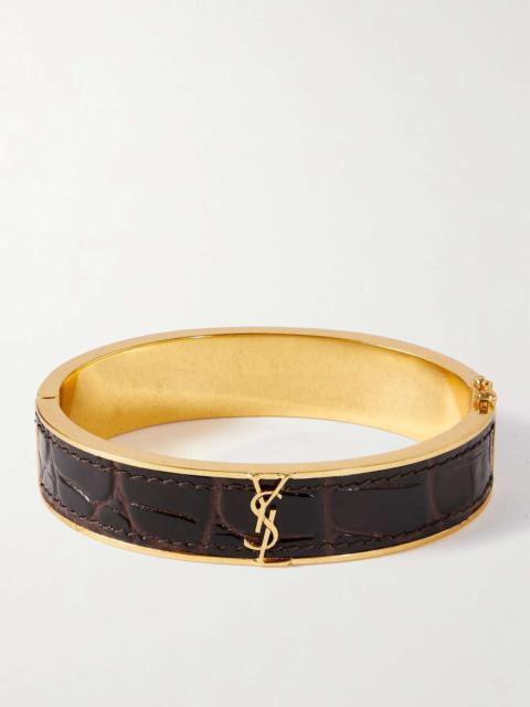 Cassandre gold-tone and croc-effect leather cuff