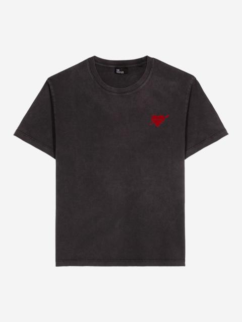The Kooples BLACK T-SHIRT WITH HEART FLOCKING