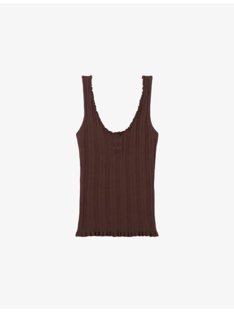 Claudie Pierlot Scoop-Neck Pointelle Knitted Tank Top