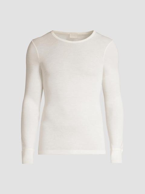 HANRO Men's Woolen Silk Long Sleeve Crewneck Tee - Beige