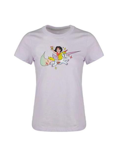 Nike (WMNS) Nike Cartoon Logo Short Sleeve 'Purple' CW6758-571