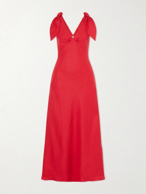 FAITHFULL Solana Knot-detailed Linen Maxi Dress