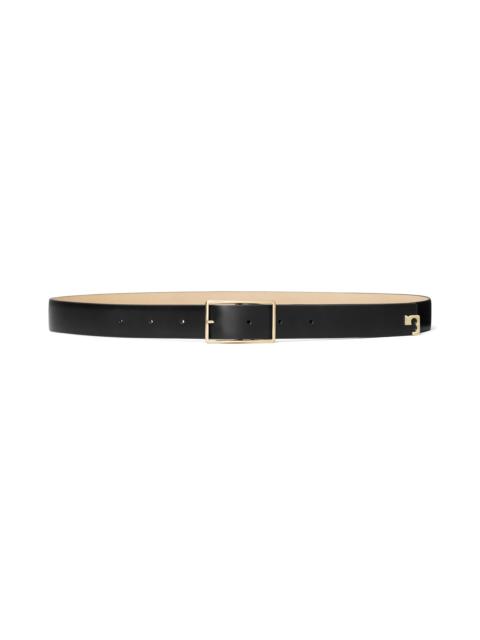 TORY BURCH Women's Roller Buckle Leather Belt - Black And Gold