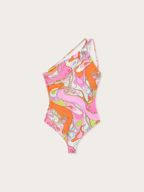 PUCCI ORCHIDEE PRINT ONE-SHOULDER SWIMSUIT