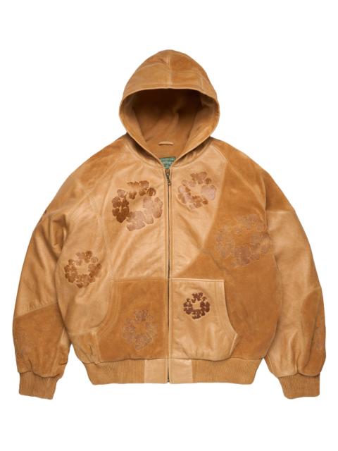 DENIM TEARS Patchwork Leather/Suede Cotton Wreath Hoodie "Brown" DT925