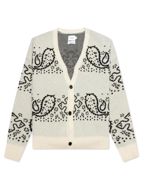 Rhude RHUDE BANDANA STRIPE CARDIGAN - CREME/BLACK