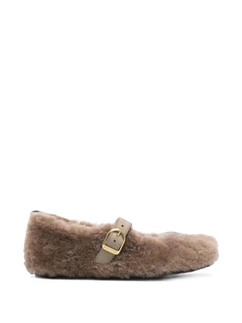 BIRKENSTOCK Birkenstock Santa Clarita Shearling-trim Buckle-strap Ballet Flats