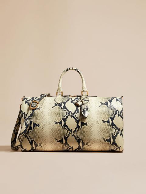 The Pierre Weekender Bag in Natural Python-Embossed Leather